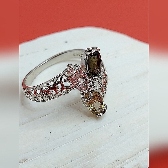 Natural Oval Multi Color Tourmaline 6x4mm 925 Sterling Silver Ring Sz 6.5 - Picture 8 of 9